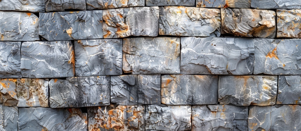 Poster Gray stone wall texture with abstract pattern background. with copy space image. Place for adding text or design