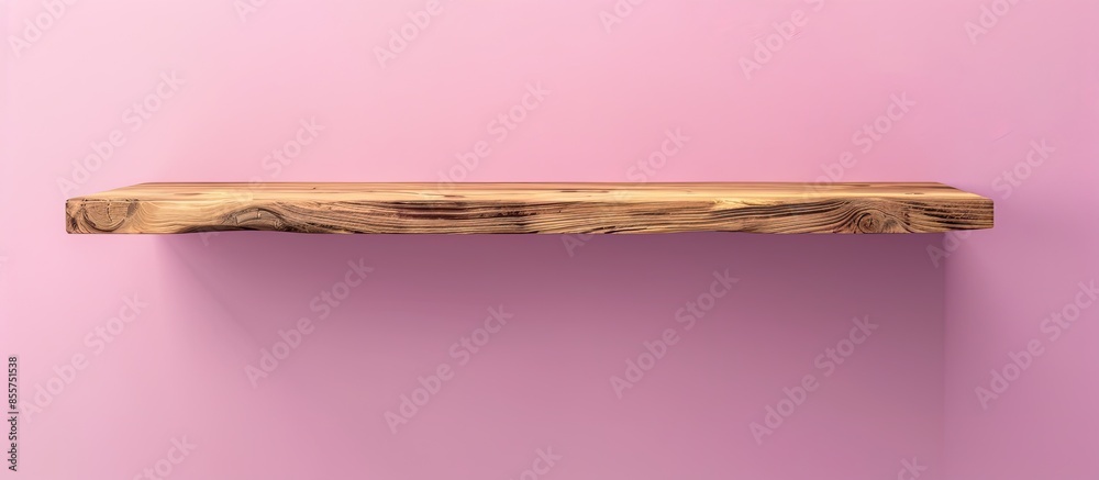 Leinwandbilder empty wood shelf on pink wall. with copy space image. place for adding text or design