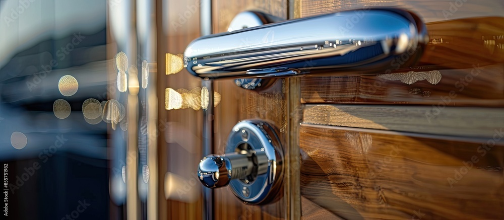 Poster The door handle of luxury yacht. with copy space image. Place for adding text or design