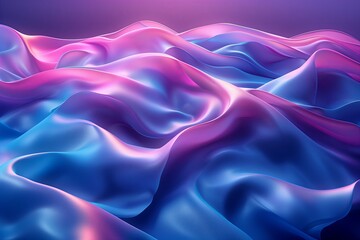 Obraz premium A mesmerizing abstract image featuring fluid waves of light in vibrant hues of pink, purple, and blue. The smooth, undulating forms create a sense of motion and fluidity, evoking the delicate texture 