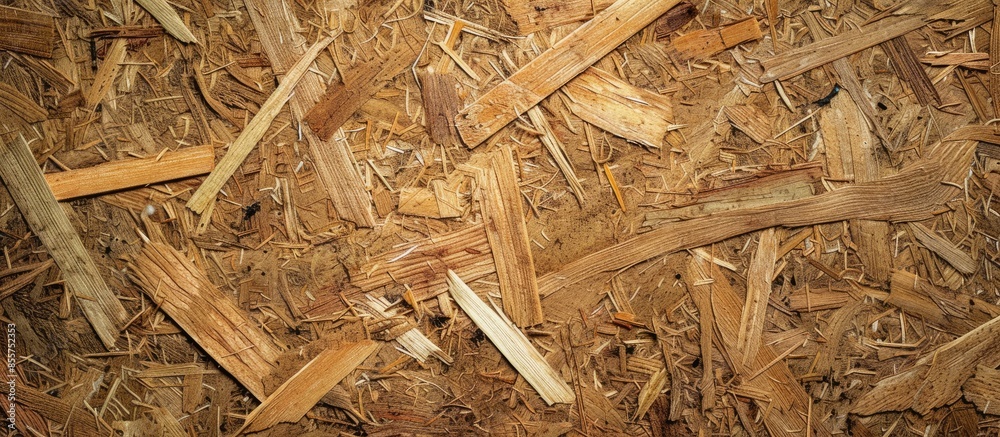 Poster Wooden chipboard, rough, extra coarse surface vignette grunge texture. with copy space image. Place for adding text or design