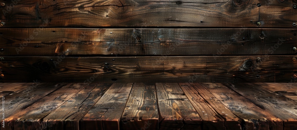 Poster wooden deck drawer of table background. with copy space image. place for adding text or design