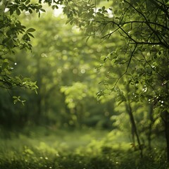 Fototapeta premium Soft Focus Forest Backdrop for Eco Friendly Product Presentation