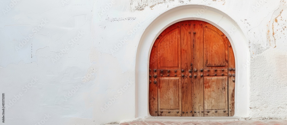 Aufkleber door design in the arch. closed doors in the arch of the house. with copy space image. Place for adding text or design