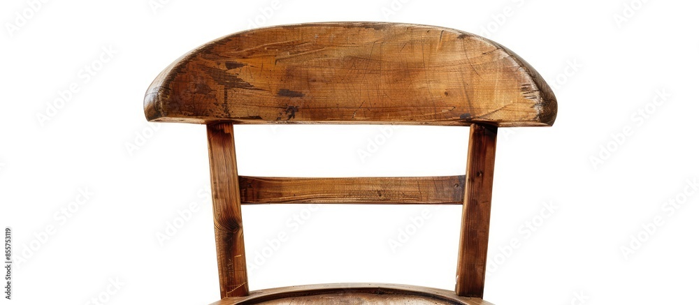 Poster brown wooden chair isolated on white background. with copy space image. place for adding text or des