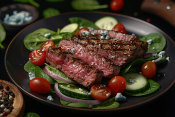 Juicy Grilled Steak on Fresh Veggie Bed