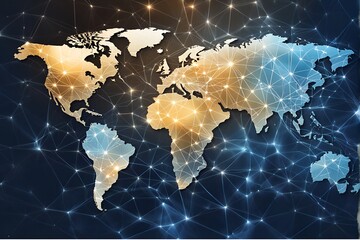 Fototapeta premium abstract world map concept of global network and connectivity international data transfer and cyber technology 