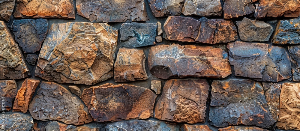 Poster a closeup shot of a brick and rock wall. with copy space image. place for adding text or design