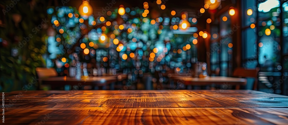 Aufkleber Table Top And Blur Interior of Background. with copy space image. Place for adding text or design