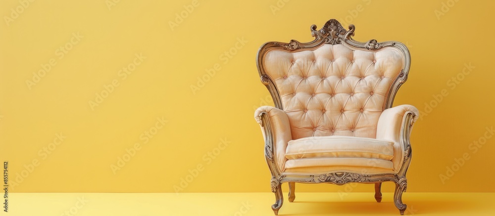 Poster Antique Chair isolated with clipping path pastel background. with copy space image. Place for adding text or design