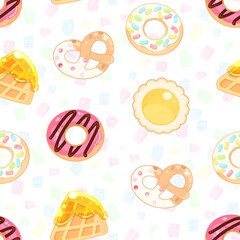 Sweet seamless pattern with  rainbow confetti background, Simple Hand drawn