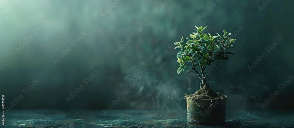 Poster indonesian rupiah money tree growing. copy space image. place for adding text or design
