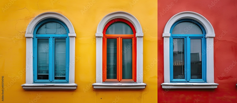 Poster Beautiful and colorful window styles. with copy space image. Place for adding text or design