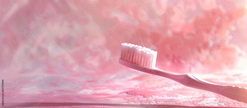Aufkleber Toothbrush on a pastel background with selective focus and crop fragment. with copy space image. Place for adding text or design