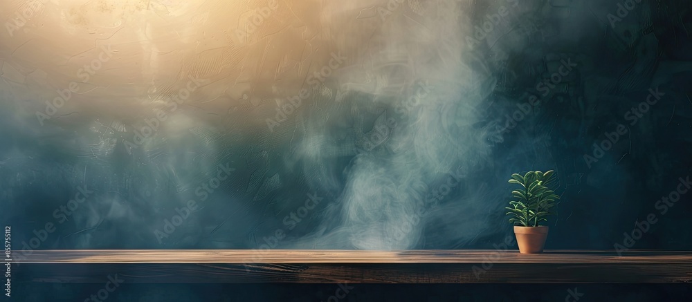 Aufkleber Desk of free space and wall background with smoke. . with copy space image. Place for adding text or design