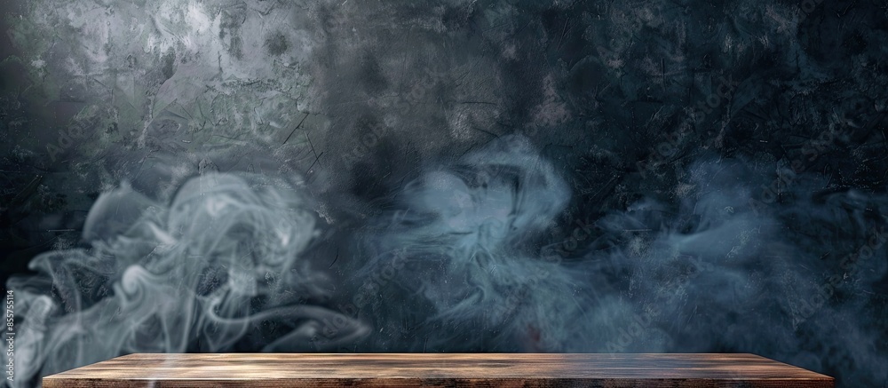 Aufkleber Desk of free space and wall background with smoke. . with copy space image. Place for adding text or design
