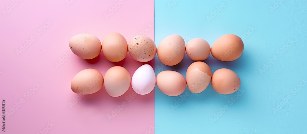 Poster Letter Z from chicken eggs,  Isolated on pastel background. with copy space image. Place for adding text or design