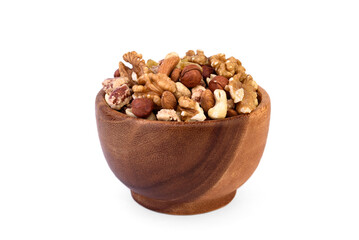 Mixed nuts isolated on white background.