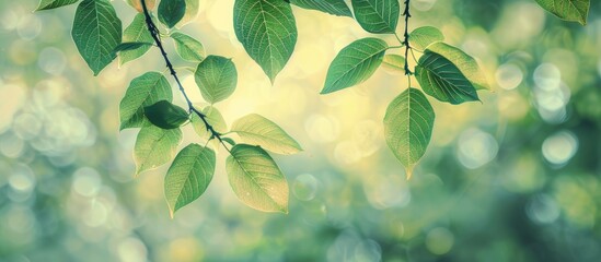 Green Kalopanax pictus leafs on a branch in park . pastel background. with copy space image. Place for adding text or design