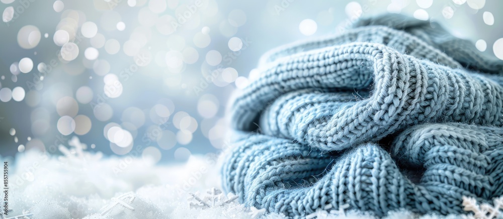 Poster soft winter background, knitted sweater. with copy space image. place for adding text or design