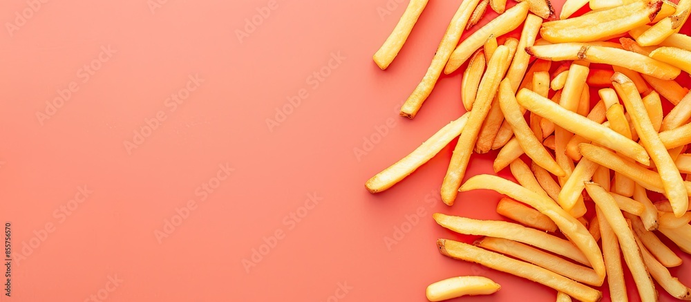 Aufkleber French fries on pastel background  Food  Isolated  pastel. with copy space image. Place for adding text or design