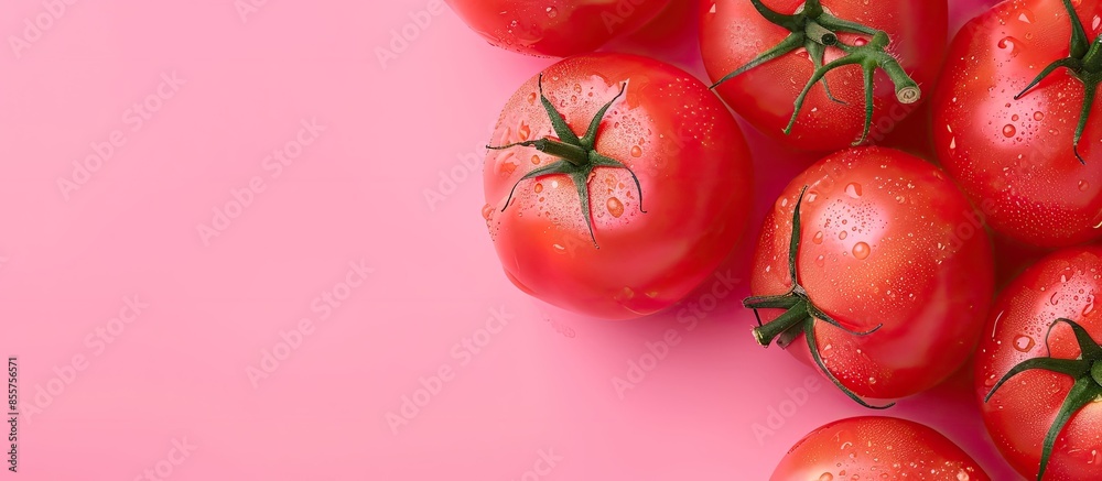 Aufkleber Red tomatoes  can be used as background pastel background. with copy space image. Place for adding text or design
