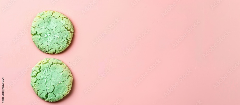 Fototapete seaweed cookie on pastel background food isolated. with copy space image. place for adding text or d