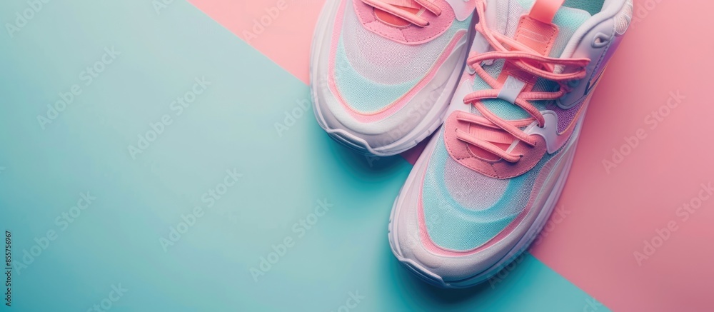 Poster sport shoes on pastel background design isolated fashion. with copy space image. place for adding te