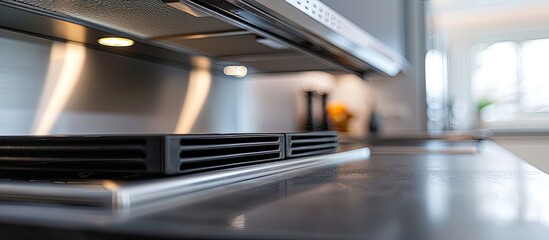 Close up modern kitchen detail of extractor hood. with copy space image. Place for adding text or design