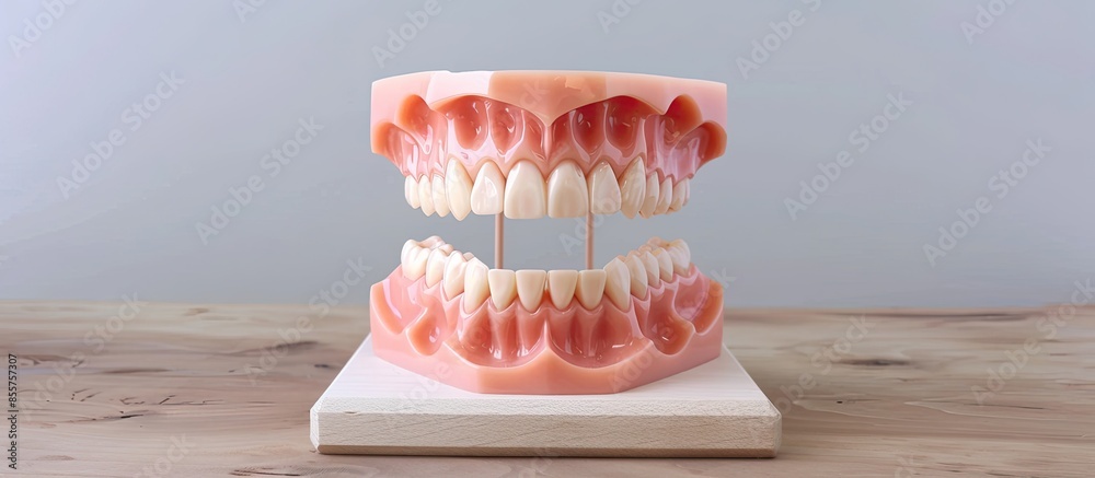 Poster model of teeth for teaching oral hygiene. human jaw model. with copy space image. Place for adding text or design