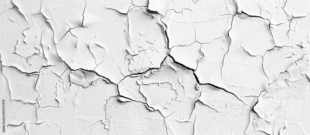 Aufkleber cracked flaking white paint on the wall texture background. grunge and rough texture background. wit