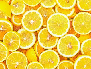 Obraz premium Fresh Lemon Slices Background