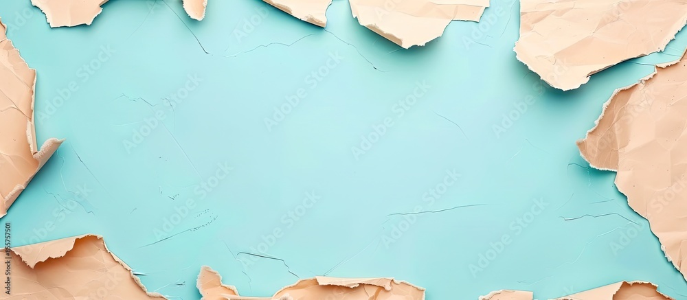 Poster Torn paper borders isolated on pastel background Ripped. with copy space image. Place for adding text or design