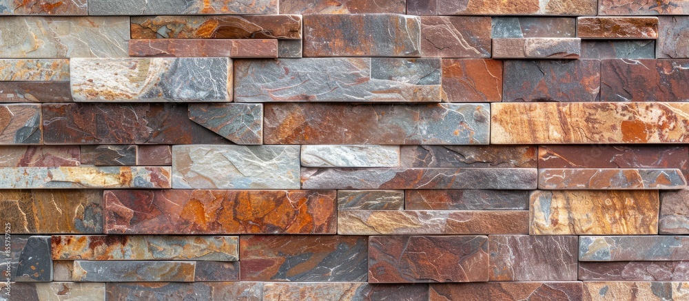 Aufkleber brown red Slate Marble Split Face Mosaic  pattern and background brick wall. with copy space image. Place for adding text or design