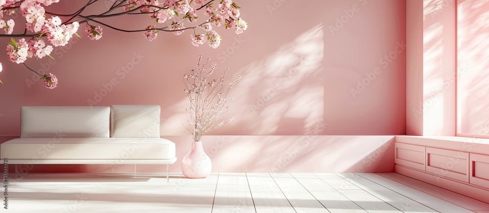 Poster Nice studio with a gentle pastel spring decor. with copy space image. Place for adding text or design