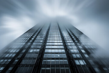 Fototapeta premium Skyscraper Reaching Morning Clouds