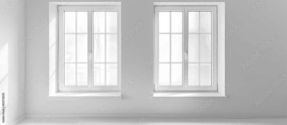 Poster double white plastic window on white background. with copy space image. place for adding text or des