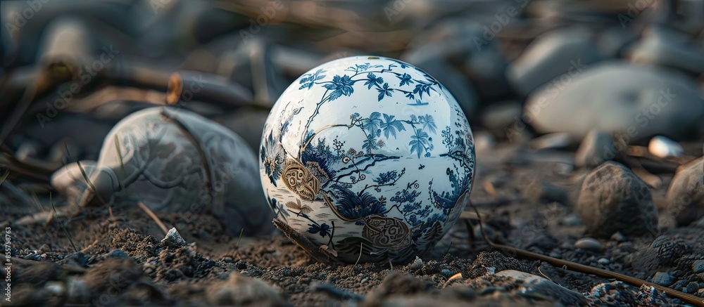 Fototapete porcelain object on ground. with copy space image. place for adding text or design