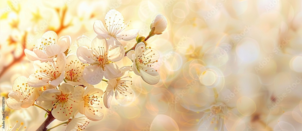 Leinwandbilder tree apricot blossoms in spring pastel background flower. with copy space image. place for adding te