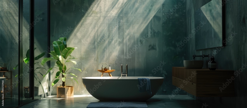 Poster interior of house bathroom. with copy space image. place for adding text or design