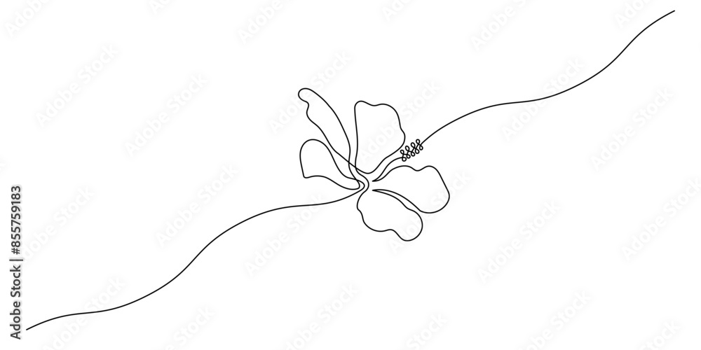 Aufkleber one continuous line drawing of hibiscus flower. floral abstract symbol in simple linear style. organ