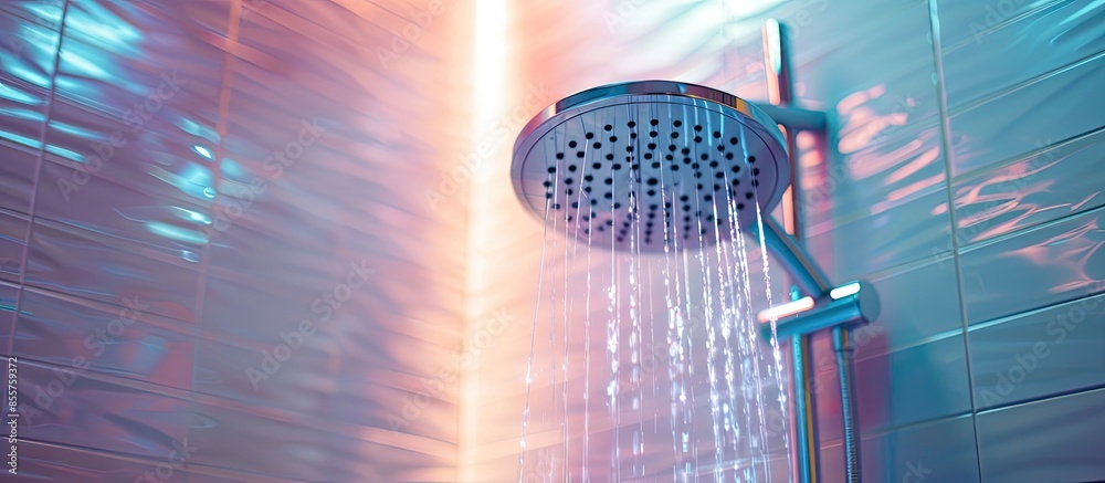 Aufkleber shower in the bathroom of the hotel. with copy space image. place for adding text or design