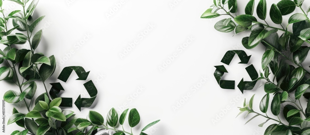 Poster Recycle symbol on white background. with copy space image. Place for adding text or design