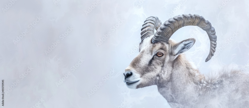 Aufkleber The hidden Ibex (Capra ibex) pastel background . with copy space image. Place for adding text or design