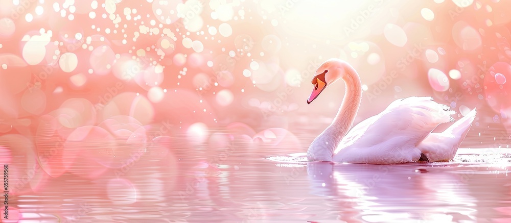Poster the beautiful swan pastel background  Water  Summer. with copy space image. Place for adding text or design