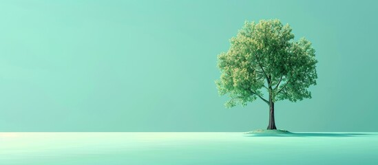 Obraz premium Green tree isolated on pastel background Summer Isolated. with copy space image. Place for adding text or design