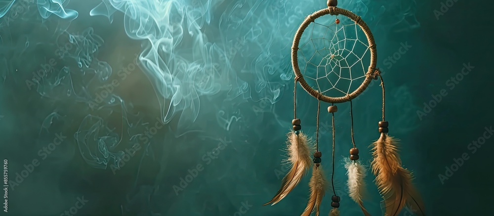 Poster dream catcher with natural stones. decor on the wall. with copy space image. place for adding text o