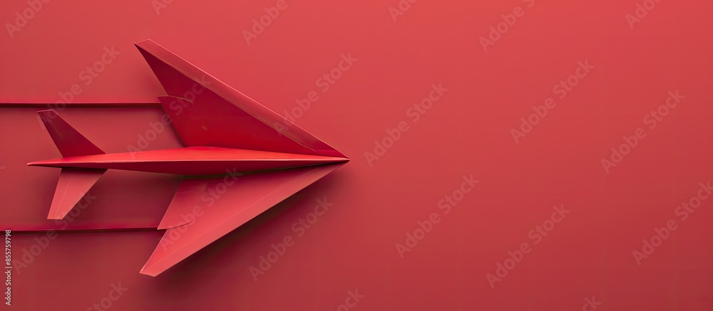 Aufkleber red plane made of paper metaphor for rev up to business success. copy space image. place for adding 