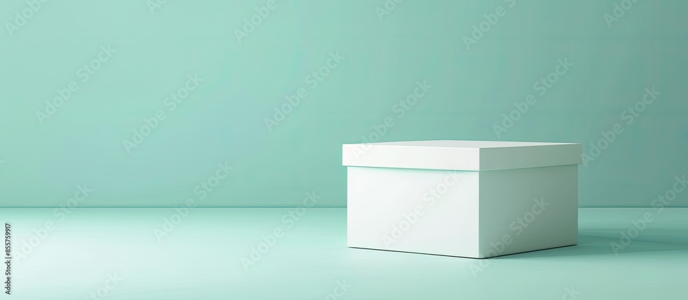Poster White cube box with top cover. High resolution  with clipping paths. pastel background. with copy space image. Place for adding text or design