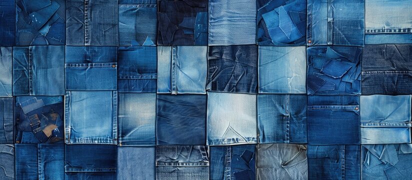 denim textures patchwork seamless pattern background. with copy space image. Place for adding text or design